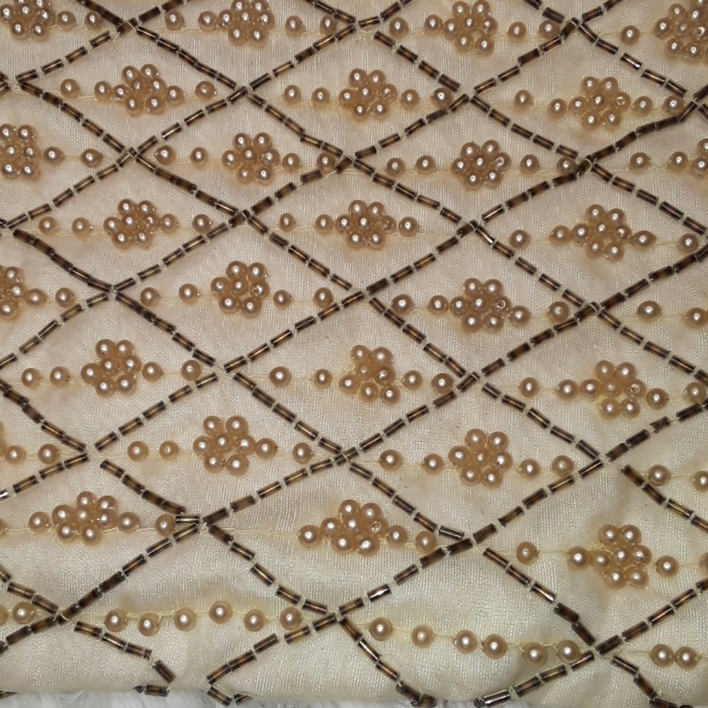 Vintage Beaded Pearl Art Deco Wedding Prom Clutch Purse Evening Bag - Picture 2 of 8
